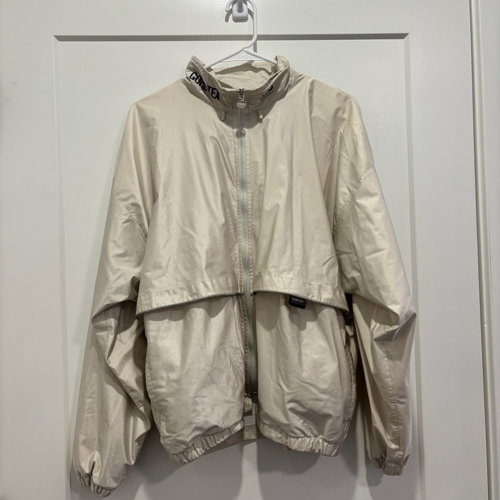 Vintage Asics Gore-Tex Windbreaker Jacket Cream Beige Full Zip Mens XL‎ 90s